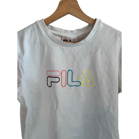 Fila White Short Sleeve T-Shirt With Colorful Logo Graphic Women's Size M - Picture 2 of 4